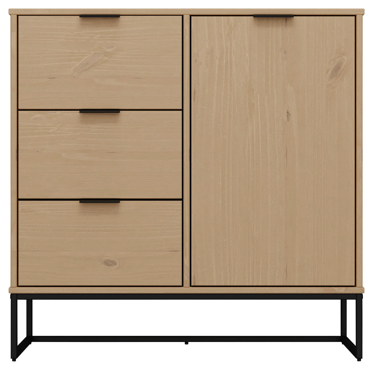 KOMODA, borovice, barvy dubu, 101/80/45 cm - barvy dubu/černá, Design, kov/dřevo (101/80/45cm) - Livetastic