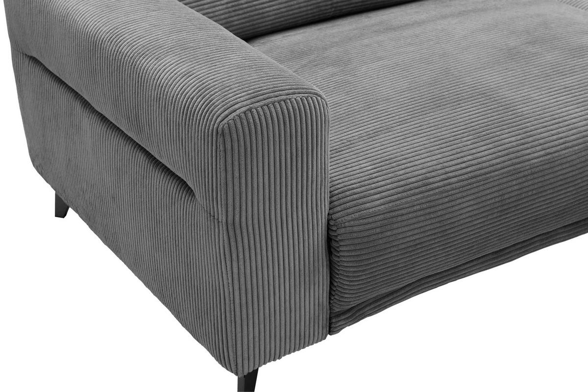 ECKSOFA Hellgrau Cord  - Silberfarben/Hellgrau, KONVENTIONELL, Textil/Metall (258/170cm) - Livetastic