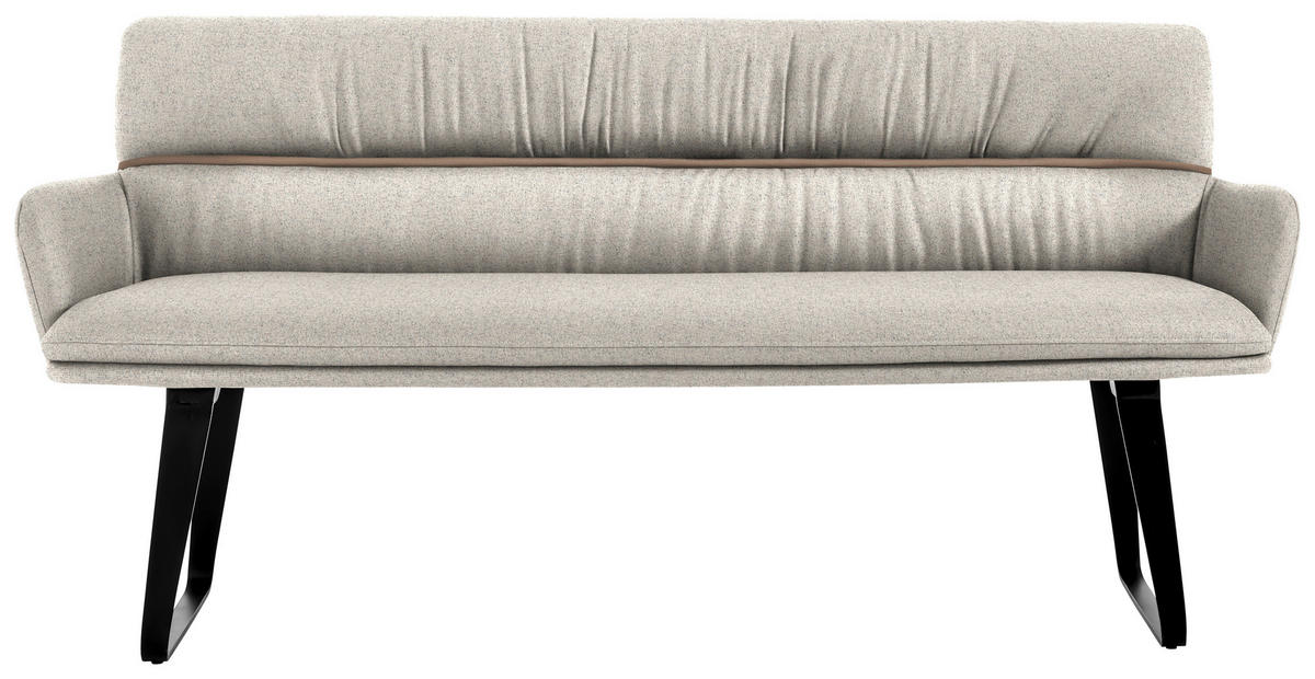 SITZBANK 220/86/68 cm Mikrofaser Naturfarben  - Schwarz/Naturfarben, Design, Textil/Metall (220/86/68cm) - Valdera