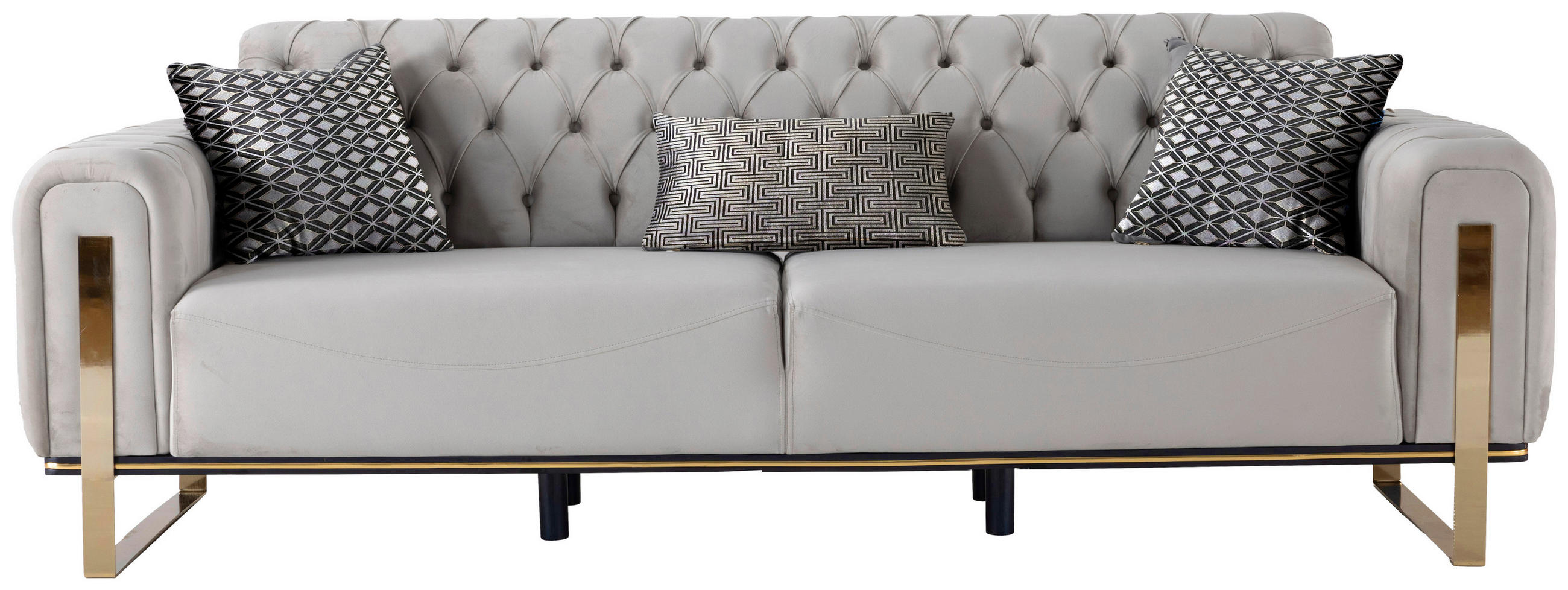 3-SITZER-SOFA Samt Greige  - Greige/Goldfarben, Design, Textil (236/93/83cm) - Livetastic