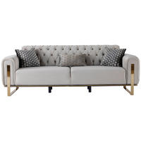 3-SITZER-SOFA Samt Greige  - Greige/Goldfarben, Design, Textil (236/93/83cm) - Livetastic