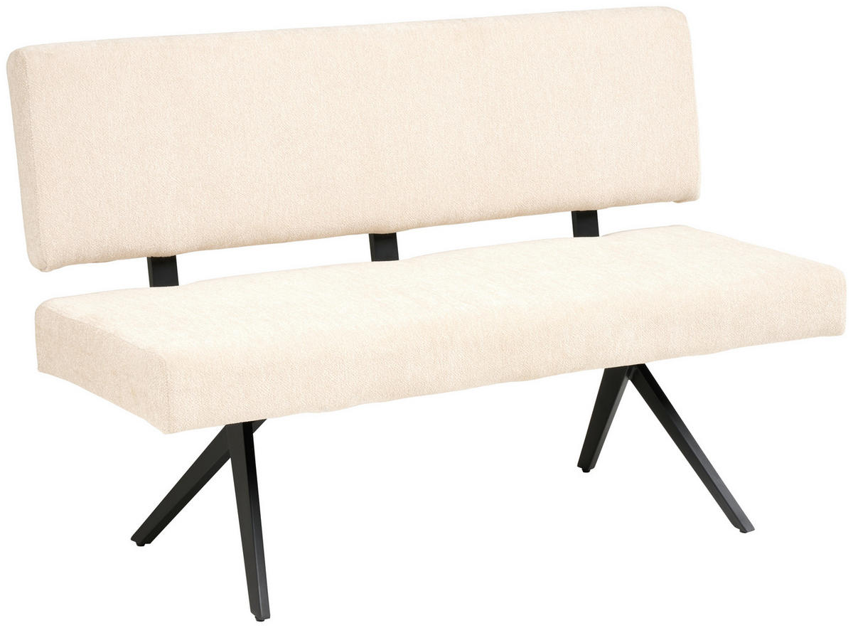 SITZBANK Metall, Textil Beige  - Beige/Schwarz, Konventionell, Textil/Metall (140/90/62cm) - MID.YOU