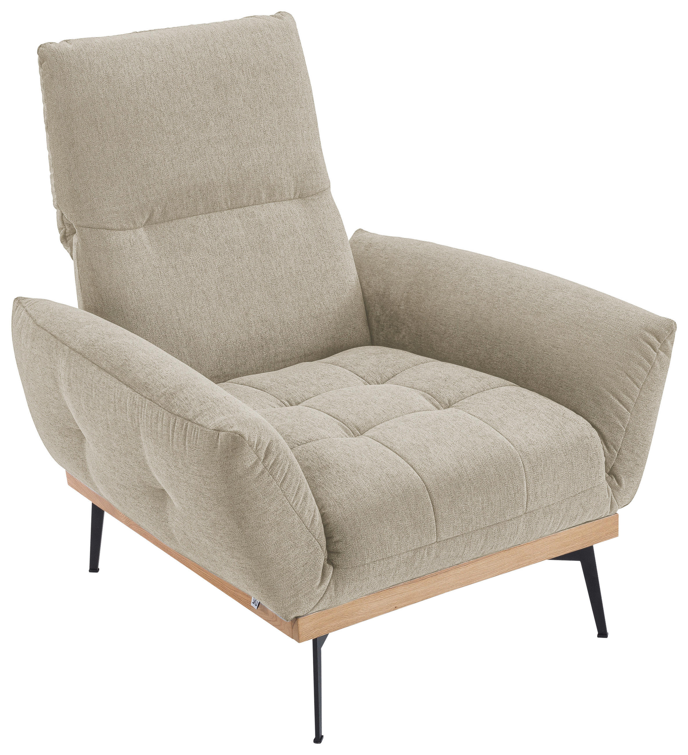 SESSEL in Flachgewebe Naturfarben, Eichefarben  - Eichefarben/Schwarz, Design, Holz/Textil (92/87/95cm) - Stylife