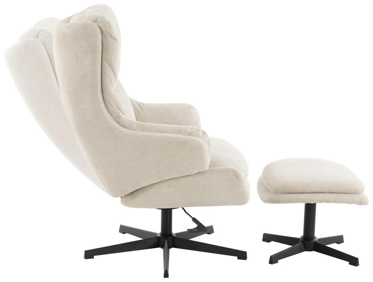 RELAXSESSELSET Leinenoptik    - Beige/Schwarz, Design, Holz/Textil (76/101/82cm) - Stylife