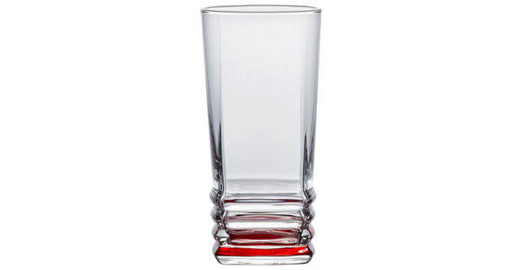 LONGDRINKGLAS 335 ml - Klar/Rot, KONVENTIONELL, Glas (6,8/14cm) - Homeware