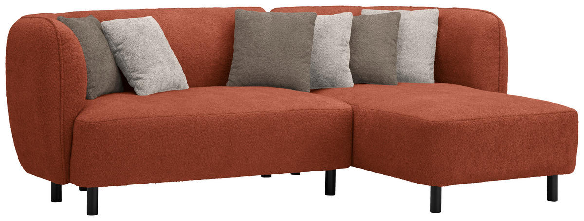 ECKSOFA Uma in Chenille Rostfarben  236/148 cm  - Sandfarben/Rostfarben, Design, Holz/Textil (236/148cm) - Lomoco