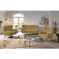 SESSEL in Webstoff Dunkelgelb  - Anthrazit/Dunkelgelb, Design, Holz/Textil (87/101/95cm) - Stylife