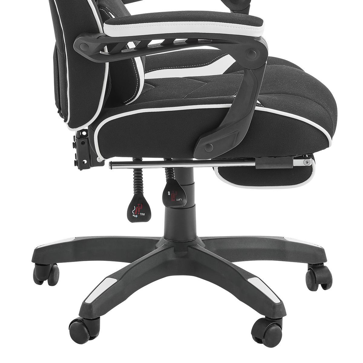 GAMINGSTUHL  in Lederlook, Mikrofaser, Vliesstoff Schwarz, Weiß  - Schwarz/Weiß, Design, Kunststoff/Textil (65/114/67cm) - Novel