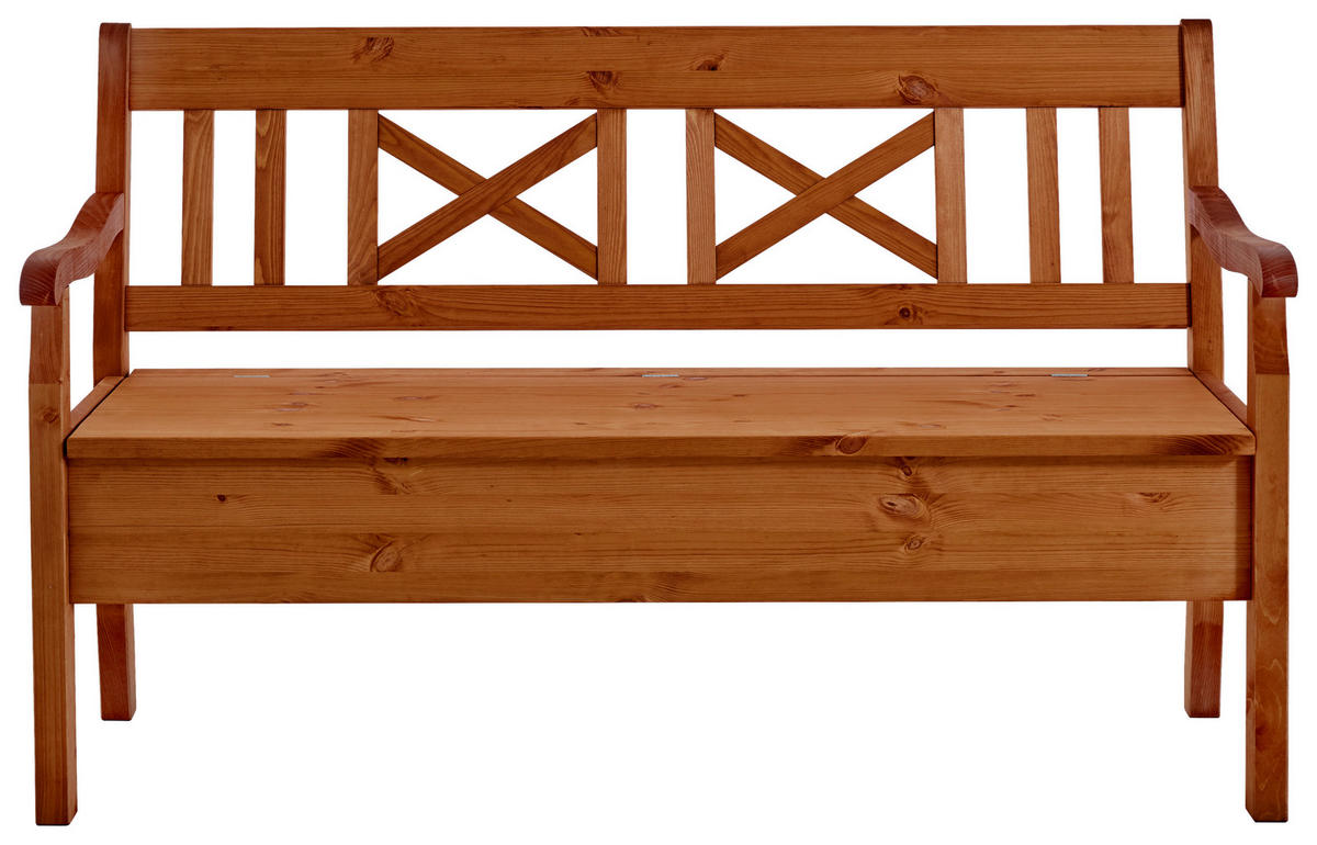 SITZBANK 148/93/58 cm Bernsteinfarben Kiefer massiv  - Bernsteinfarben, ROMANTIK / LANDHAUS, Holz (148/93/58cm) - Boxxx
