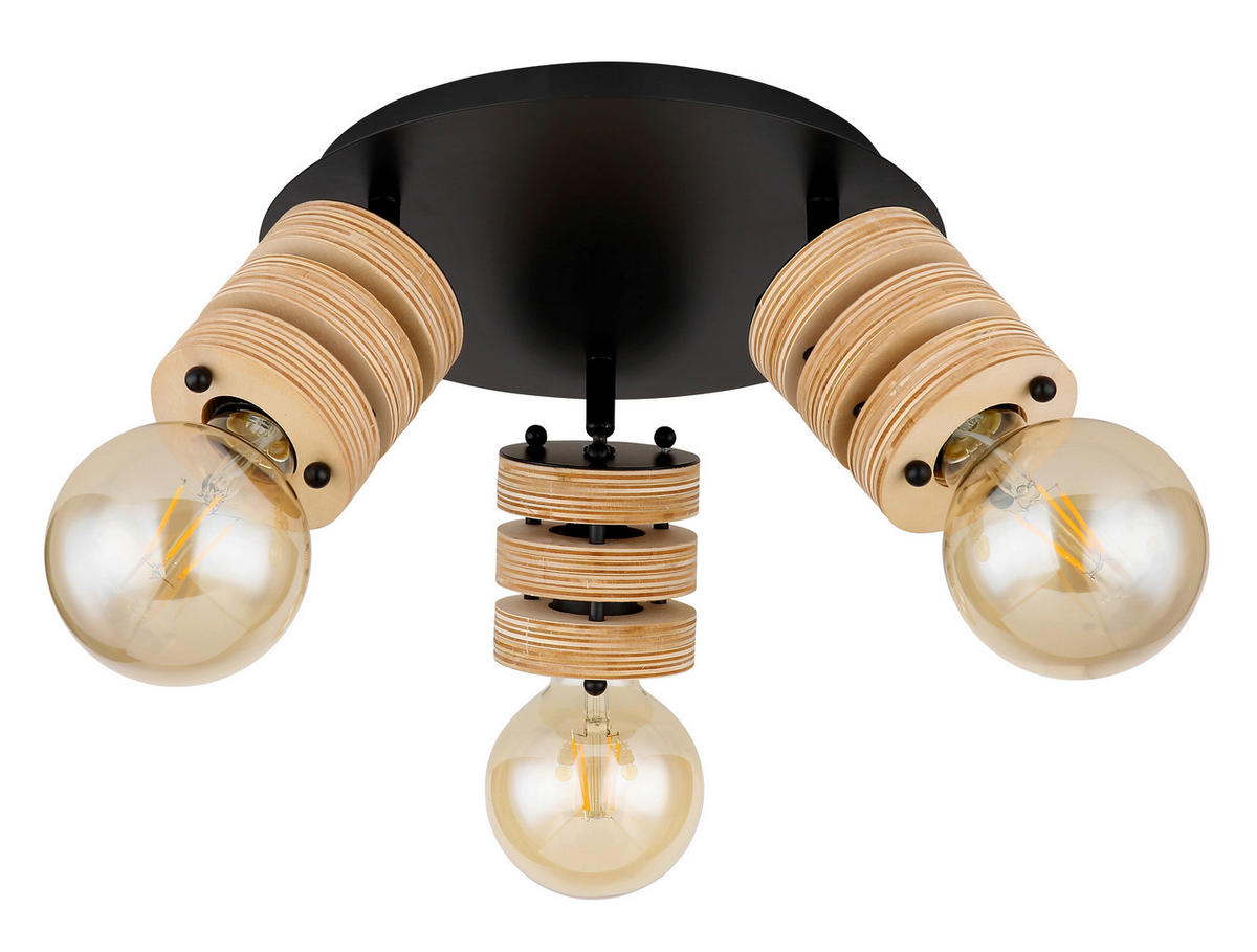 REFLEKTOR  Angeline      28/17,5 cm       - črna/rjava, Design, kovina/leseni material (28/17,5cm) - Globo