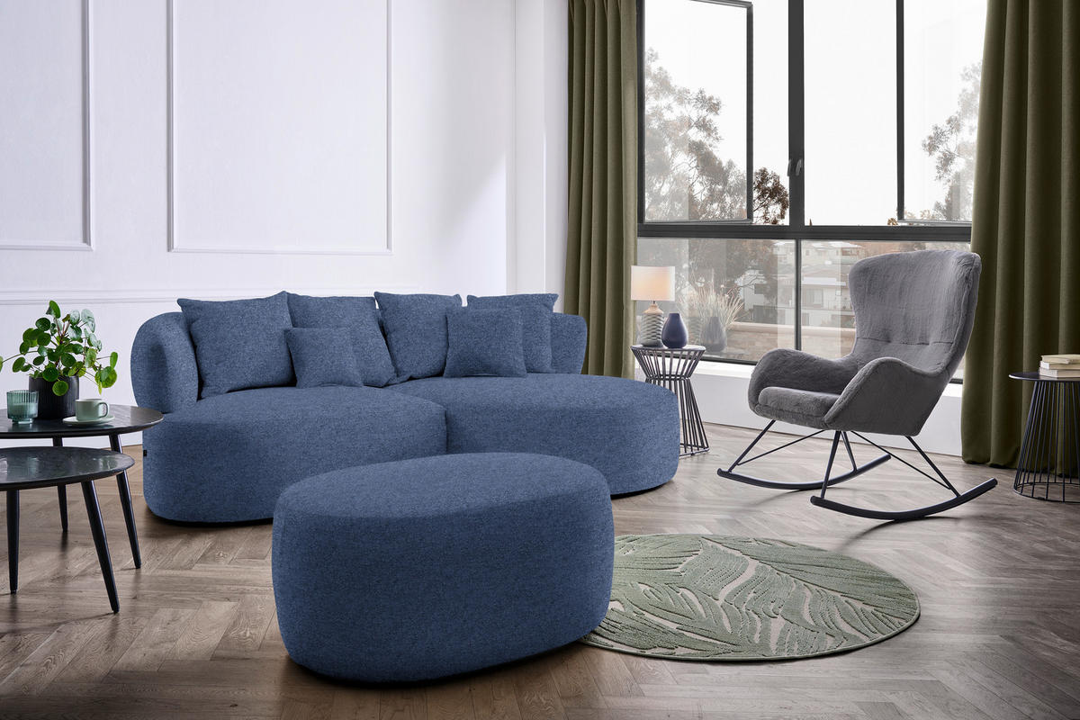 HOCKER in Textil Dunkelblau  - Schwarz/Dunkelblau, MODERN, Kunststoff/Textil (88/43/66cm) - Hom`in