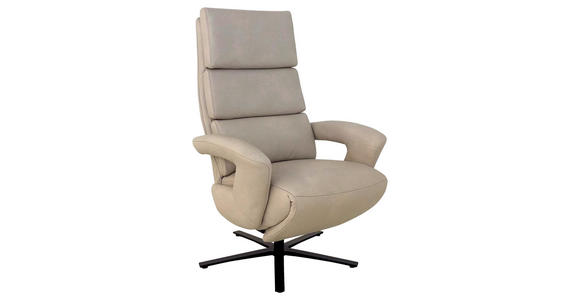 RELAXSESSEL Echtleder Kopfteilverstellung    - Ecru/Schwarz, Design, Leder/Metall (80/120/90cm) - Cantus