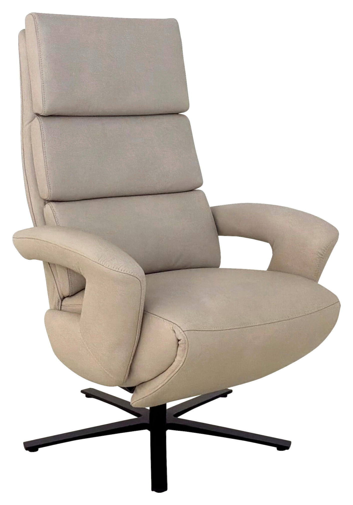 RELAXSESSEL Leder Ecru  - Ecru/Schwarz, Design, Leder/Metall (80/120/90cm) - Cantus