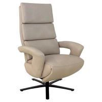 RELAXSESSEL Leder Ecru  - Ecru/Schwarz, Design, Leder/Metall (80/120/90cm) - Cantus