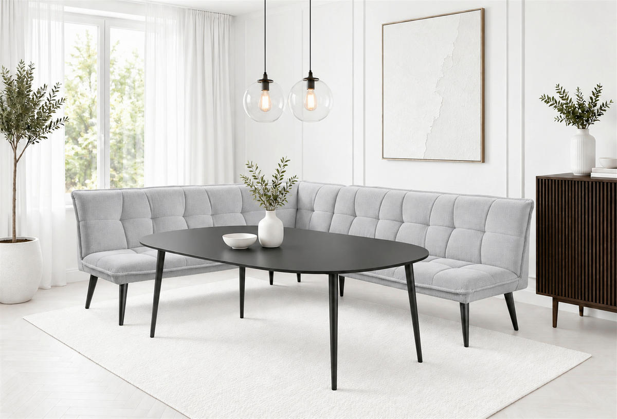 KLUPA KUTNA  srebrne boje  drvo, tekstil, drvni materijal      - srebrne boje/crna, Moderno, drvni materijal/drvo (260/201cm) - Livetastic