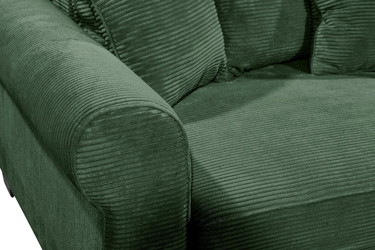 SCHLAFSOFA Cord Dunkelgrün  - Dunkelgrün/Schwarz, KONVENTIONELL, Kunststoff/Textil (247/95/125cm) - Hom`in