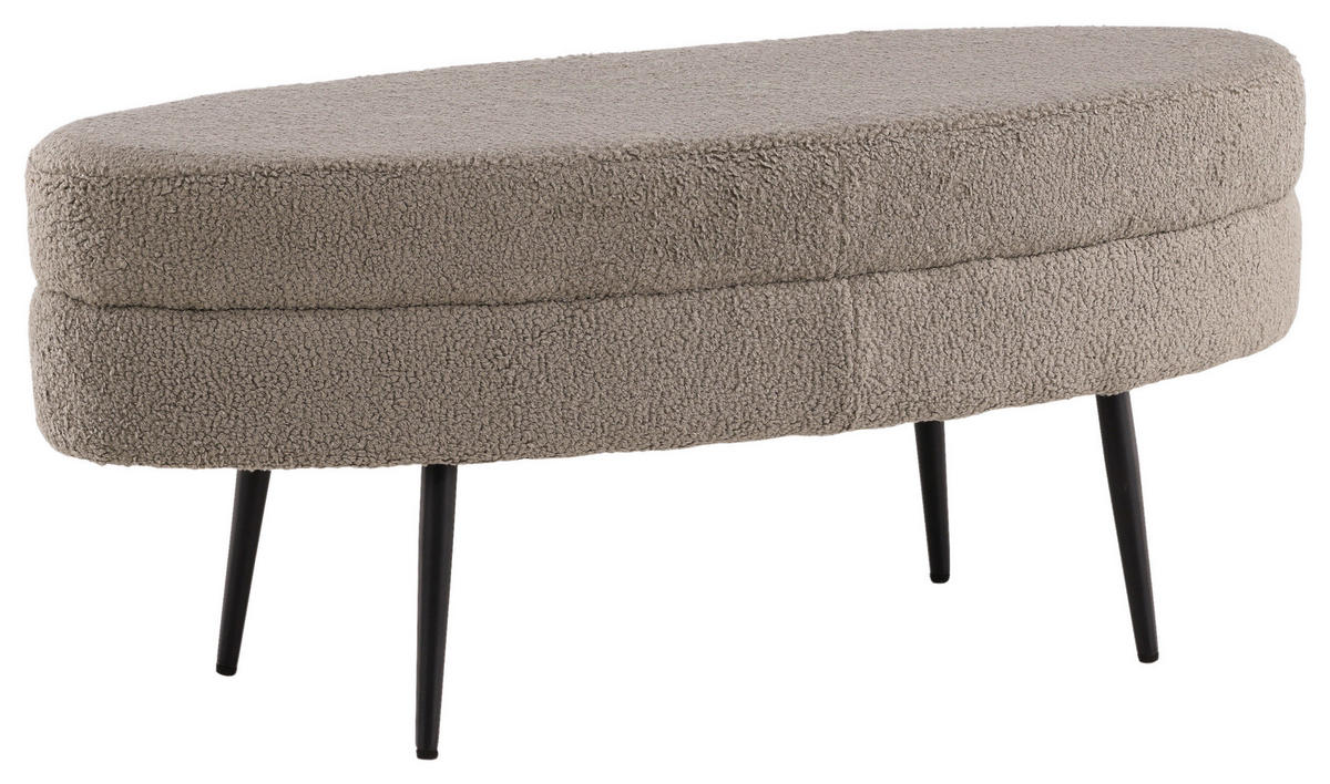 HOCKERBANK in Metall, Textil Greige  - Greige/Schwarz, Design, Textil/Metall (100/41/40cm) - Livetastic