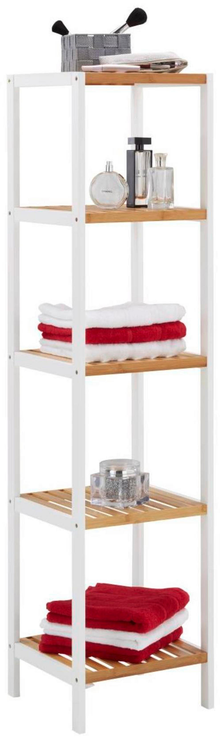KOPALNIŠKI REGAL 34/140/33 cm  - bela/naravne barve, Moderno, leseni material/les (34/140/33cm) - Xora