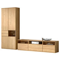 WOHNWAND  in Eichefarben  300/215/45 cm  - Eichefarben/Schwarz, KONVENTIONELL, Glas/Holzwerkstoff (300/215/45cm) - Venda