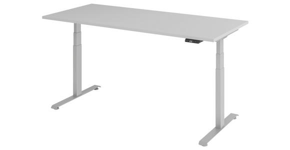 SCHREIBTISCH 180/80/64,5-129,5 cm Grau, Silberfarben höhenverstellbar  - Silberfarben/Grau, KONVENTIONELL, Holzwerkstoff/Metall (180/80/64,5-129,5cm) - Venda