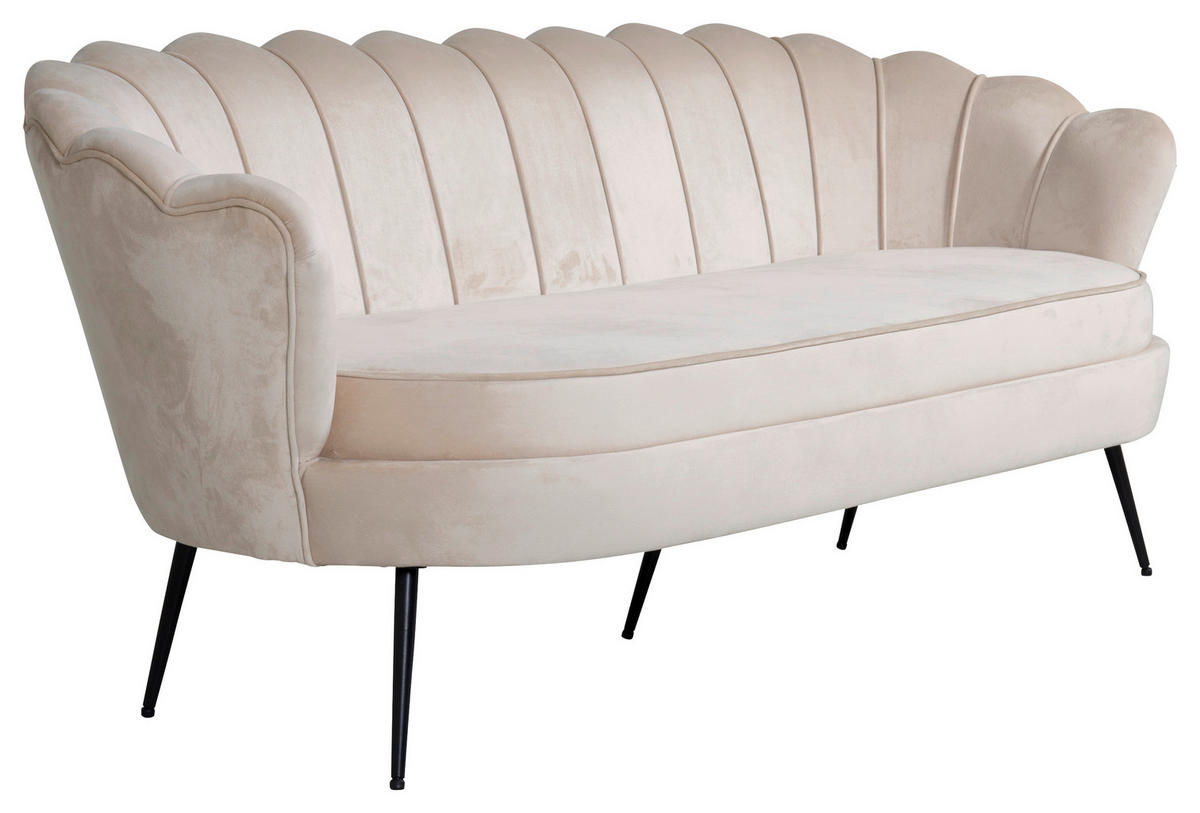2-SITZER-SOFA Schwarz, Beige  - Beige/Schwarz, Design, Textil/Metall (180/78.5/78cm) - Livetastic