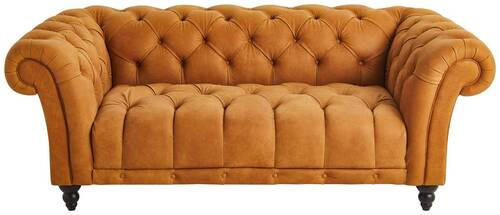 CHESTERFIELD-SOFA Currygelb Echtleder  - Currygelb/Dunkelbraun, LIFESTYLE, Leder/Holz (200/74/101cm) - Landscape