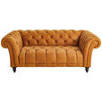 CHESTERFIELD-SOFA Currygelb Echtleder  - Currygelb/Dunkelbraun, LIFESTYLE, Leder/Holz (200/74/101cm) - Landscape