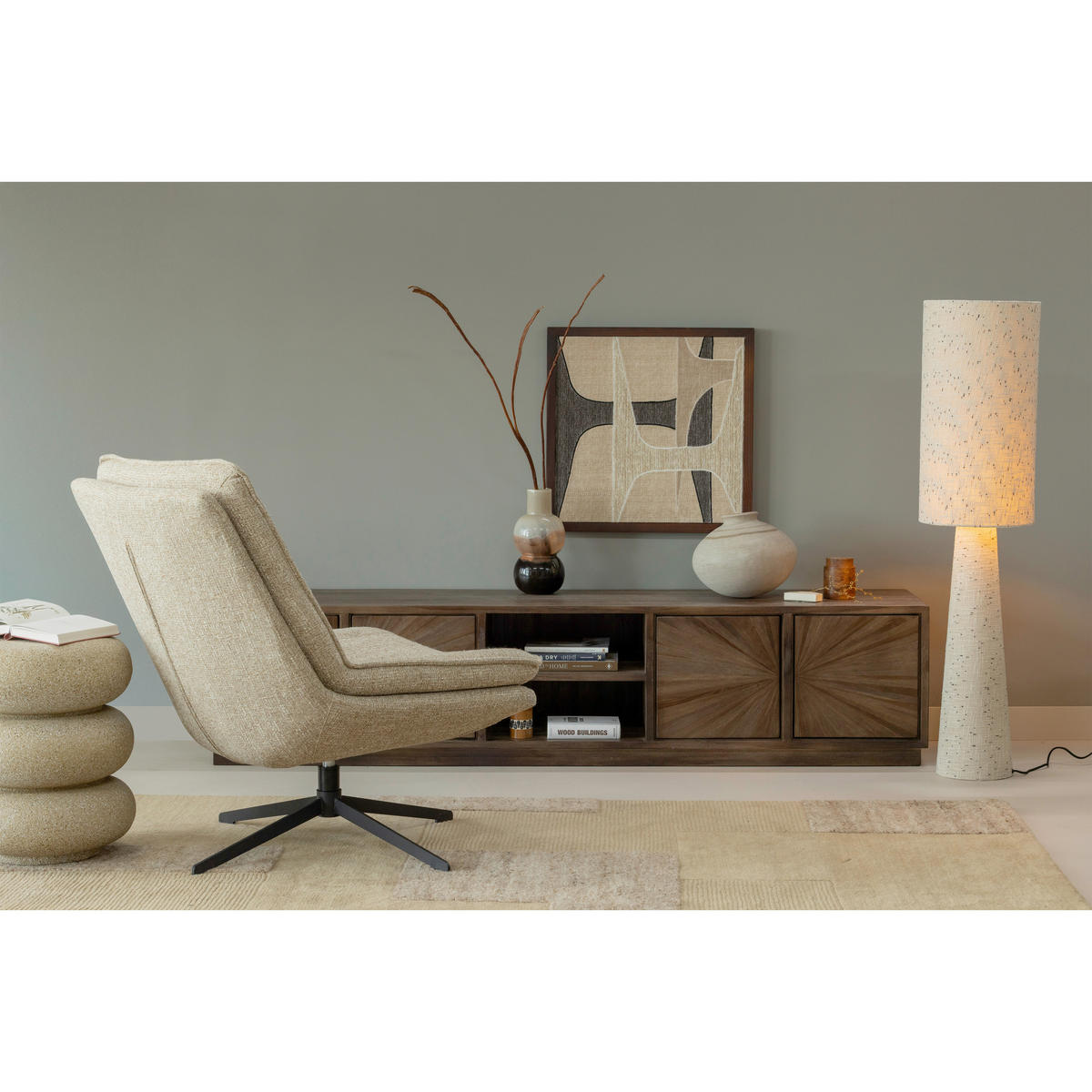 SESSEL in Webstoff Naturfarben  - Schwarz/Naturfarben, Design, Textil/Metall (75/88/94cm) - Livetastic