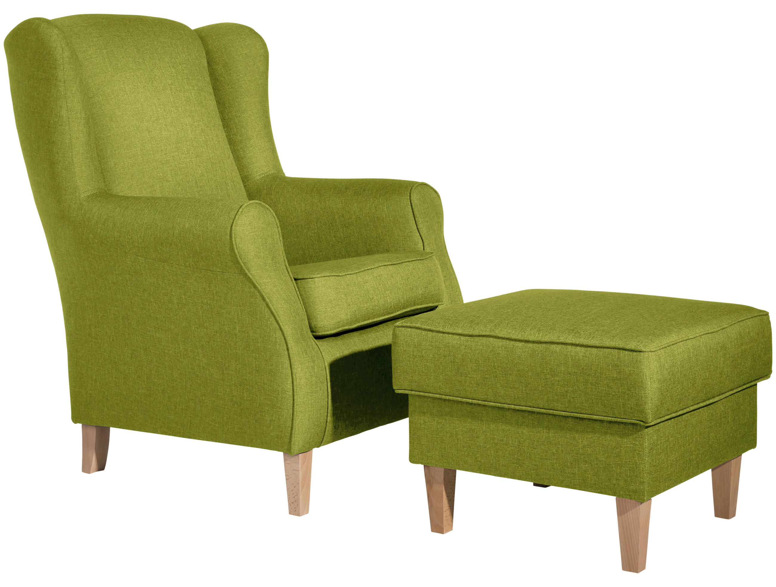 HOCKER in Textil Hellgrün  - Buchefarben/Hellgrün, Design, Holz/Textil (53/45/53cm) - Max Winzer