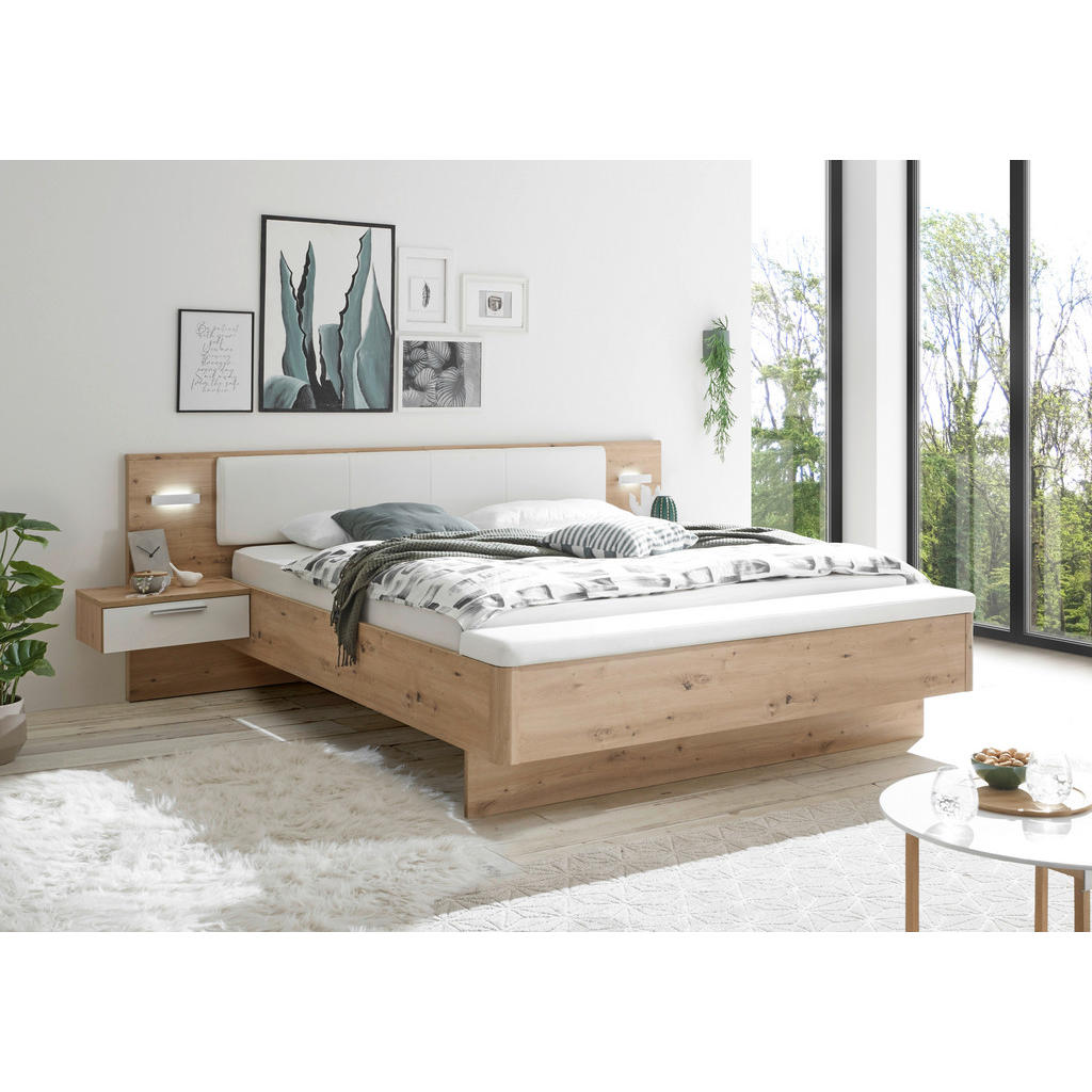 Bett Catania Weiß/eiche Artisan