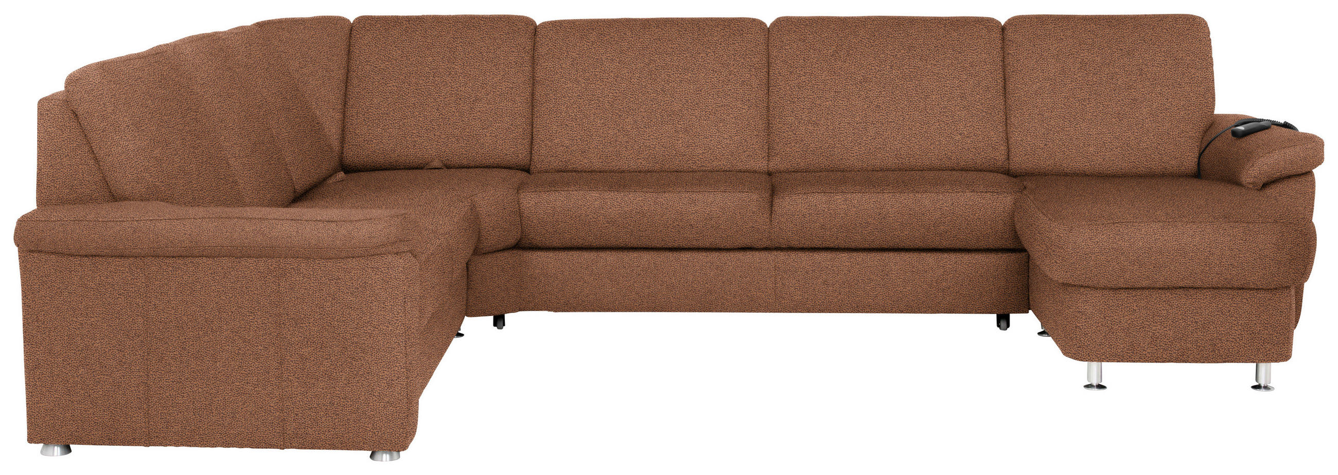WOHNLANDSCHAFT Braun Flachgewebe  - Chromfarben/Braun, KONVENTIONELL, Textil/Metall (240/336/163cm) - Beldomo System