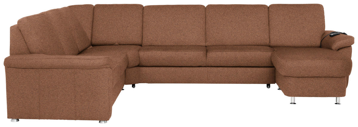 WOHNLANDSCHAFT Braun Flachgewebe  - Chromfarben/Braun, KONVENTIONELL, Textil/Metall (240/336/163cm) - Beldomo System