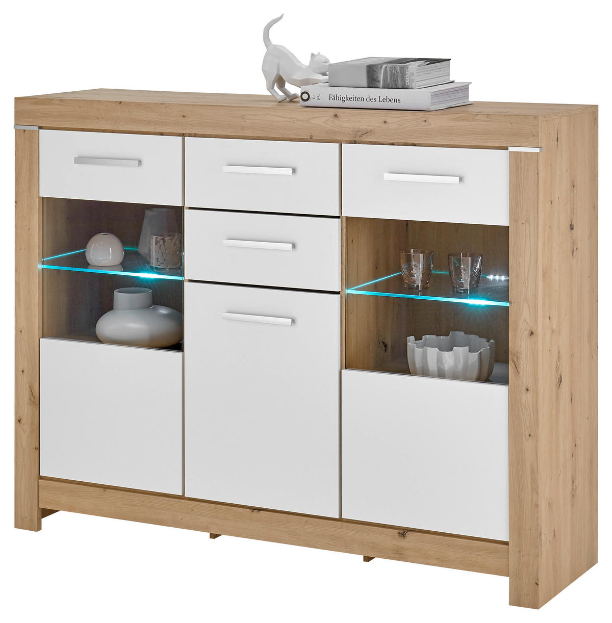 HIGHBOARD 160/125/45 cm  - Weiss/Silberfarben, Design, Glas/Holzwerkstoff (160/125/45cm) - MID.YOU