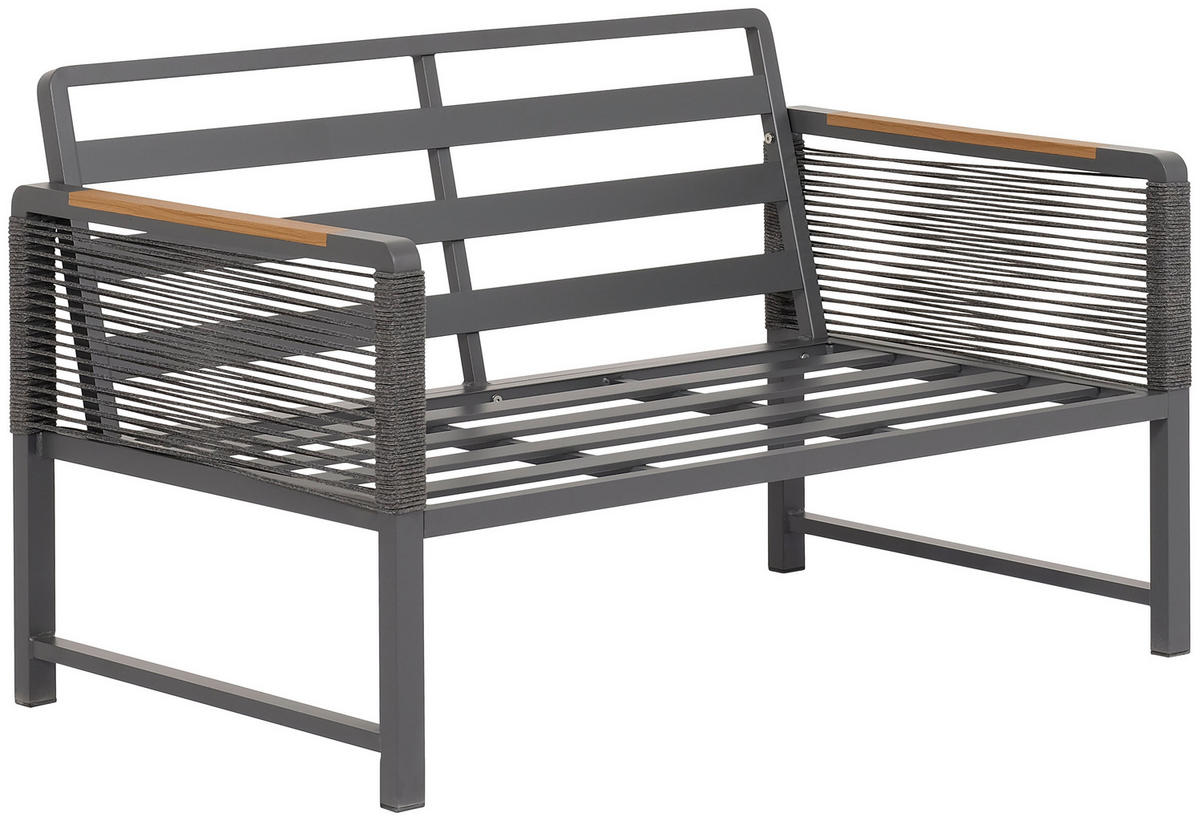 LOUNGESOFA 120/72/73 cm Aluminium  - Dunkelgrau/Naturfarben, Design, Kunststoff/Textil (120/72/73cm) - Ambia Garden