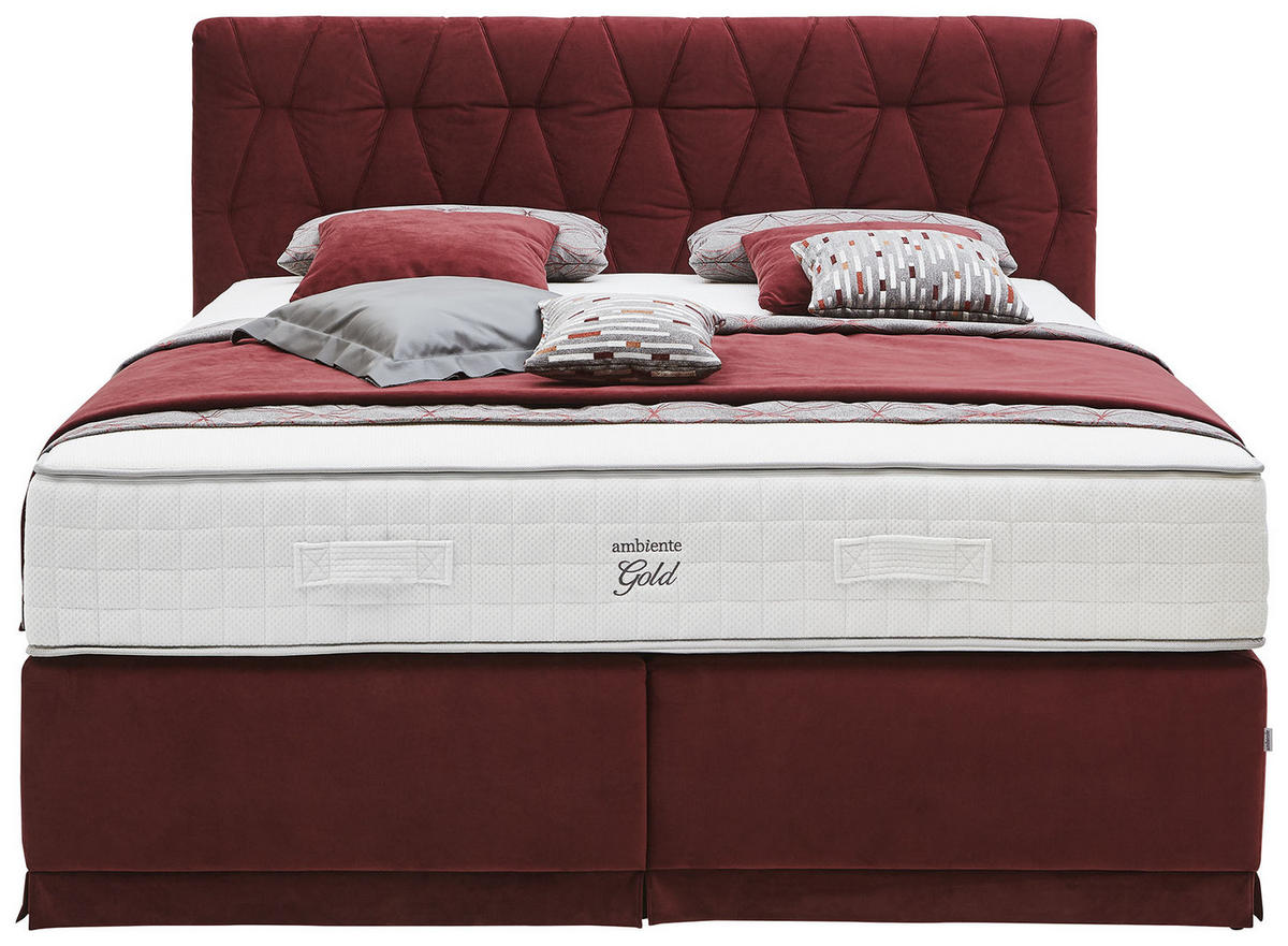 BOXSPRINGBETT 180/200 cm  in Weinrot  - Weinrot, KONVENTIONELL, Textil (180/200cm) - Ambiente