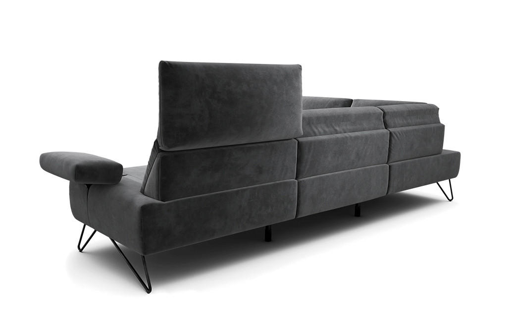 Thumbnail - Sensoo Ecksofa Cosy, Anthrazit, Textil, 5-Sitzer, Ottomane links, L-Form, 288-303x213 cm, Stoffauswahl, Armteil links, r...