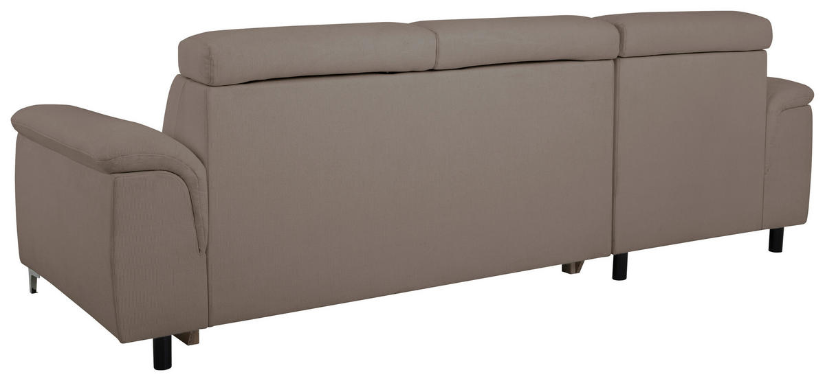 ECKSOFA in Flachgewebe Taupe  - Taupe/Chromfarben, Konventionell, Textil/Metall (175/268cm) - Carryhome