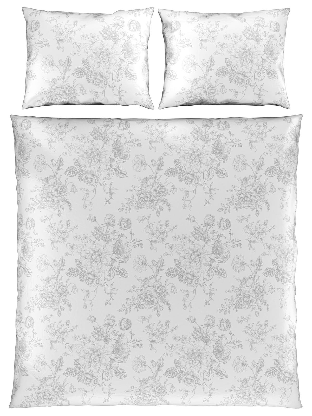 OBOJESTRANSKA POSTELJNINA RANA 200/200 cm saten siva, bela  - siva/bela, Konvencionalno, tekstil (200/200cm) - Esposa