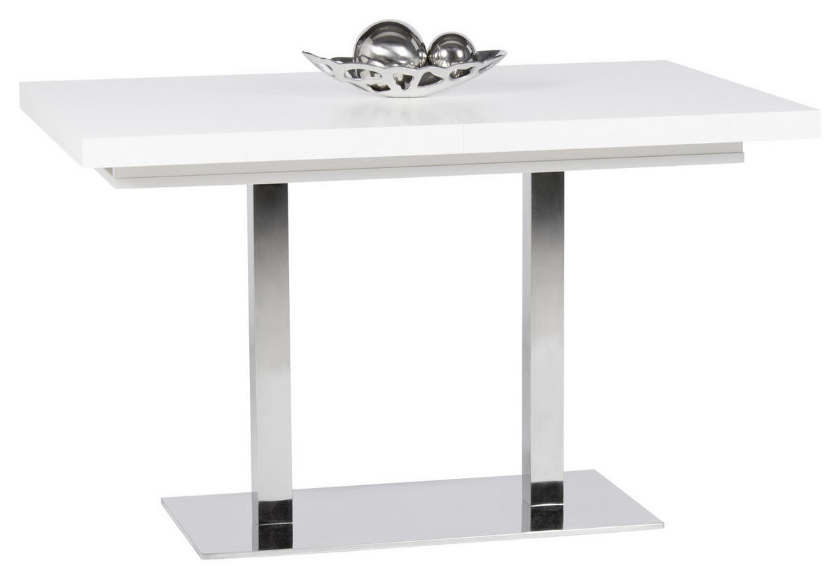 JEDÁLENSKÝ STÔL, biela, farba ušľachtilej ocele, 120/80/74 cm - biela/farba ušľachtilej ocele, Konventionell, kov/kompozitné drevo (120/80/74cm) - MID.YOU