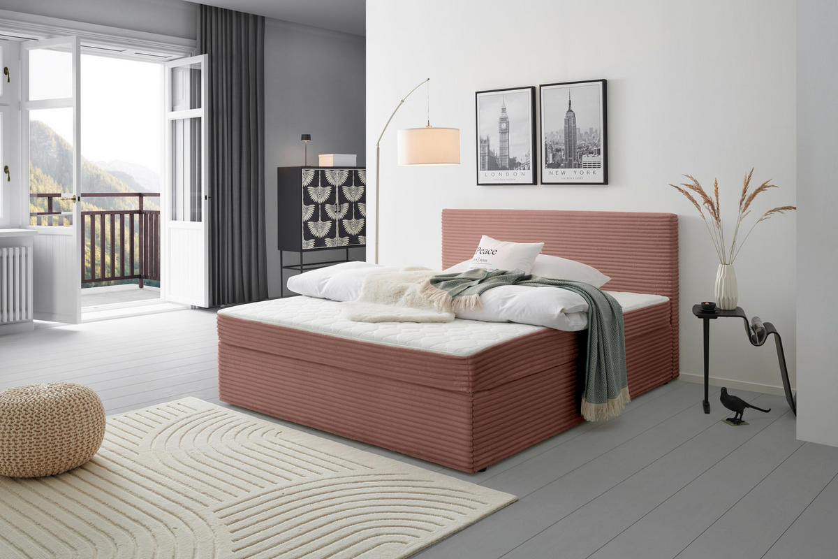 BOXBETT 200/200 cm,  in Altrosa,  - Altrosa, MODERN, Holz/Textil (200/200cm) - MID.YOU