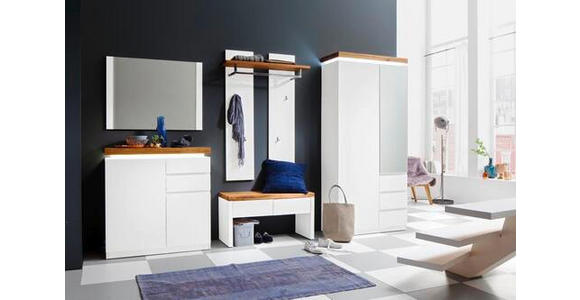 GARDEROBE 5-teilig  in 285/198/38 cm  - Eichefarben/Weiß, Design, Glas/Holz (285/198/38cm) - Novel