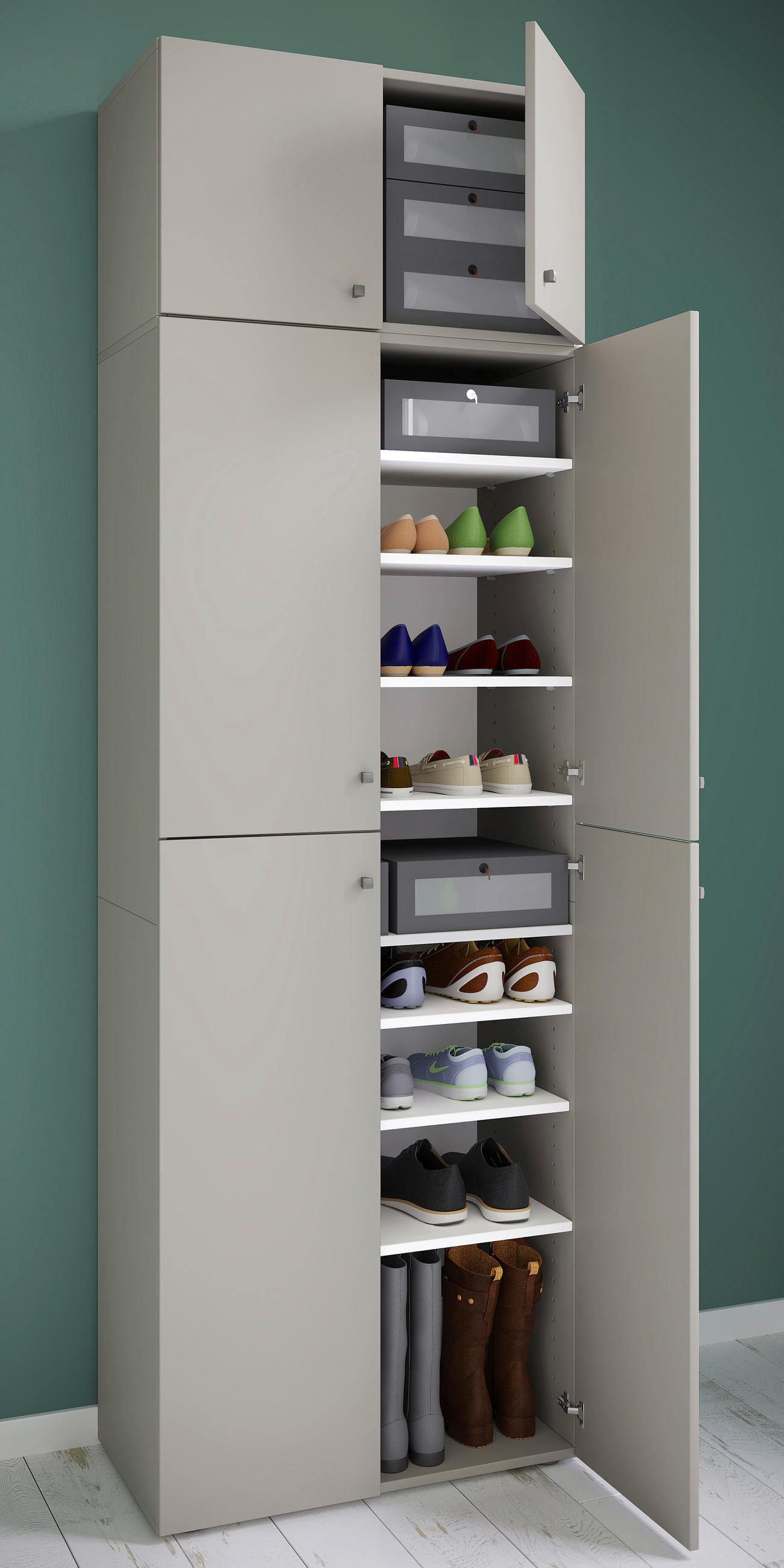 SKOSKÅP  i 70/223/39 cm  - grå/svart, Modern, trämaterial/plast (70/223/39cm) - MID.YOU