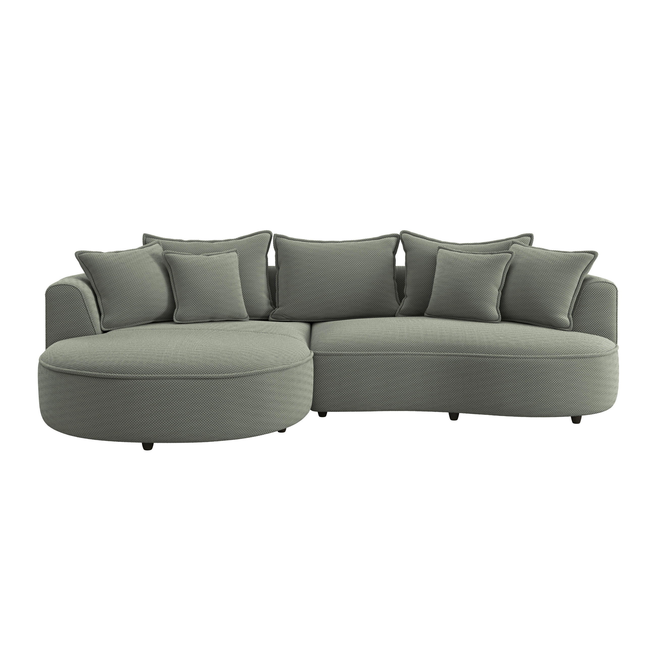 ECKSOFA in Velours, Struktur Grün  - Schwarz/Grün, Modern, Kunststoff/Textil (168/287cm) - Livetastic