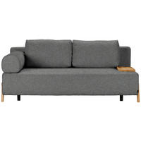 SCHLAFSOFA  mit Stoffauswahl, Armlehnen seitenverkehrt montierbar, Armteil links Teddystoff Grau  - Naturfarben/Grau, Design, Holz/Textil (211/88/102cm) - Niels Andersson