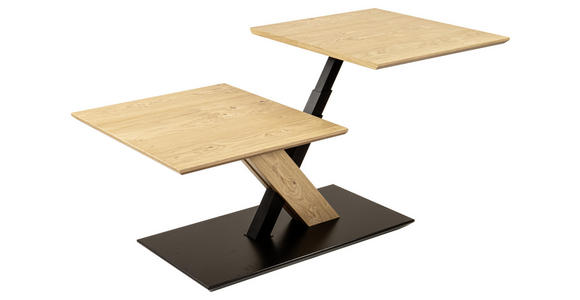 COUCHTISCH in Metall, Holzwerkstoff 110/60/45 cm  - Eichefarben/Schwarz, Natur, Holzwerkstoff/Metall (110/60/45cm) - Venda