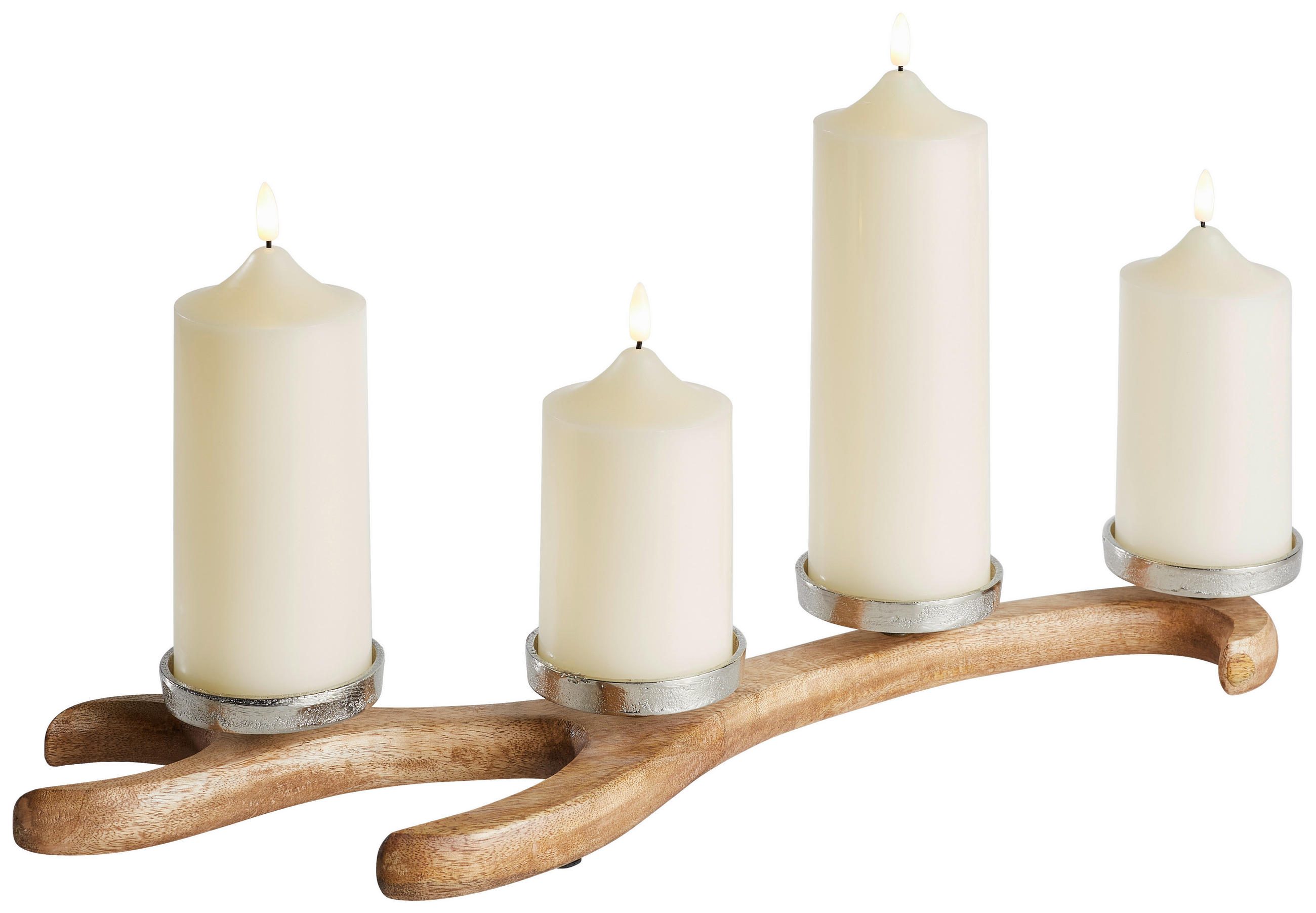 KERZENHALTER - Walnussfarben, Trend, Holz/Metall (57/18/5,25cm) - X-Mas