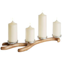 KERZENHALTER - Walnussfarben, Trend, Holz/Metall (57/18/5,25cm) - X-Mas