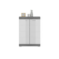 KOMODA, šedá, vysoce lesklá bílá, 60/85/37 cm - šedá/barvy chromu, Design, kompozitní dřevo/plast (60/85/37cm) - MID.YOU