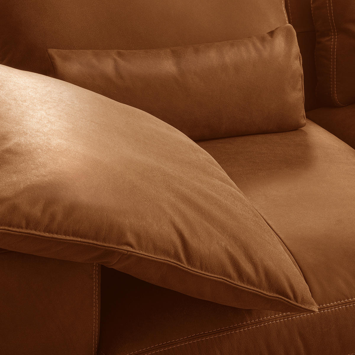 2-SITZER-SOFA  in Echtleder Cognac   - Cognac/Beige, Design, Leder/Kunststoff (240/85/123cm) - Livetastic