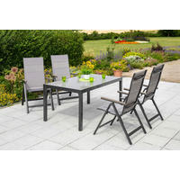 GARTENTISCHGRUPPE  - Graphitfarben/Grau, KONVENTIONELL, Glas/Kunststoff - Gardenson